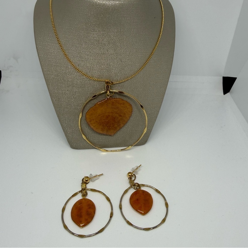 Boho Hammered Hoop Necklace & Earrings Set